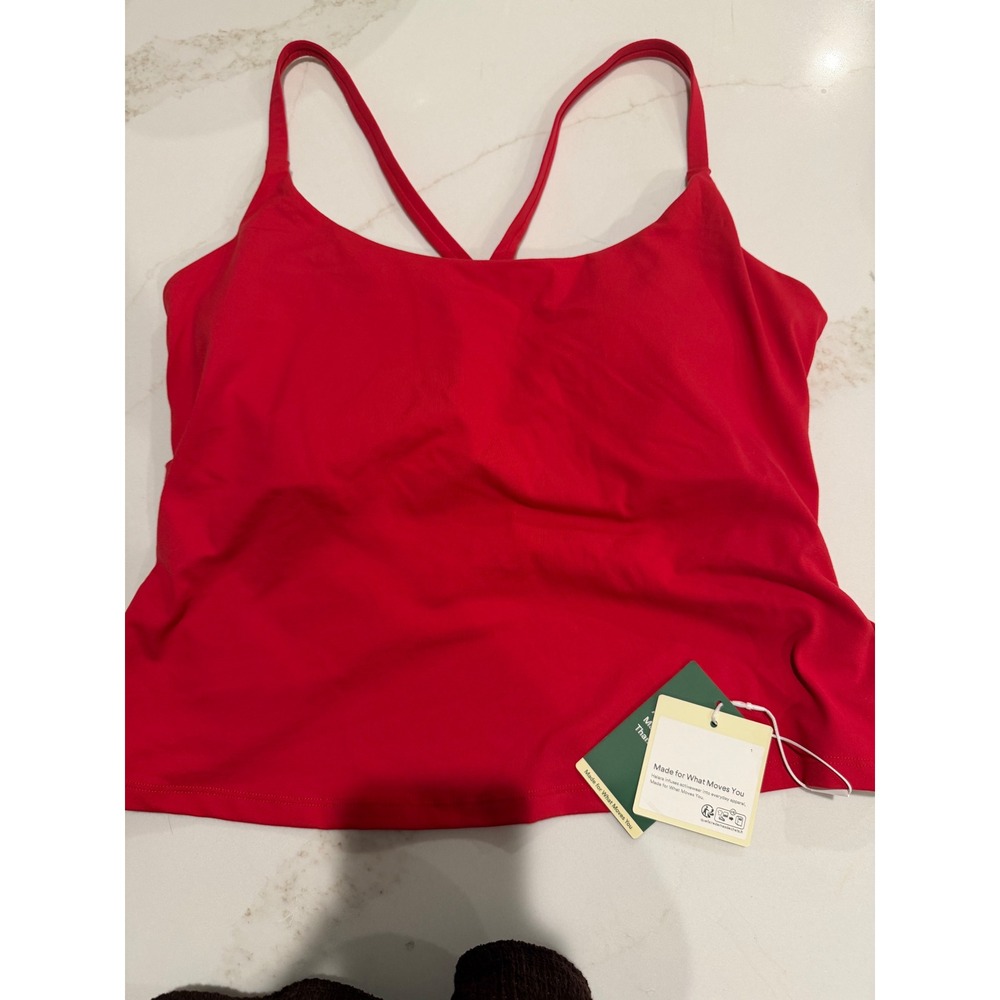 Halara Women Red Activewear Tank Top Built-in Bra Crisscross Back XL NWT